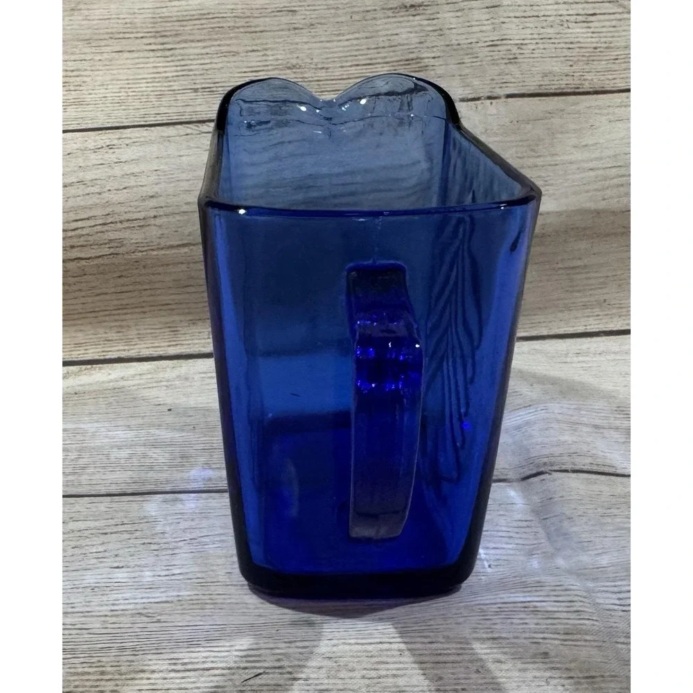 Vintage Hazel Atlas Cobalt Blue Glass Chevron Pattern Creamer Pitcher EXCELLENT